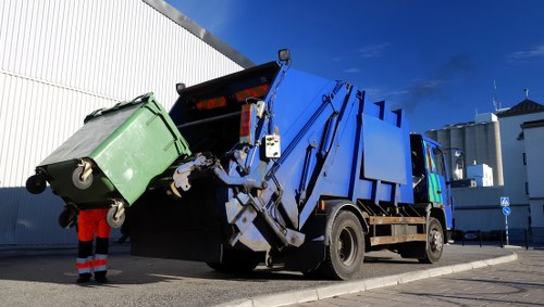 Front of a skip on a residential street in Upminster indicating local service