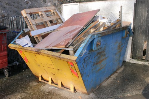 Professional team handling demolition waste removal